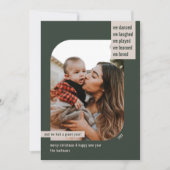 Moderne Lijst Jaar Review 1 Foto kerstgroen Feestdagenkaart (Voorkant)