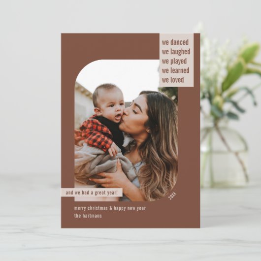 Moderne Lijst jaar Review 1 kerstfoto Feestdagenkaart (Staand voorkant)
