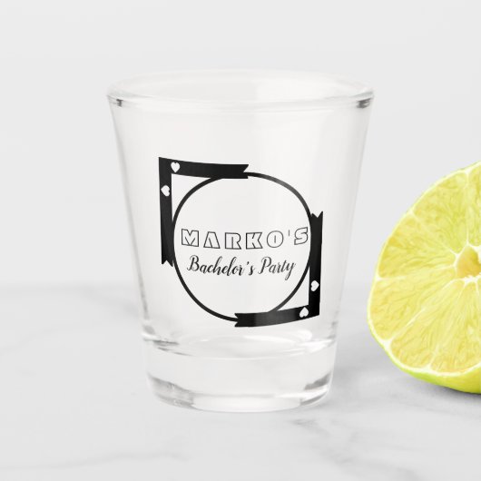 Moderne Lijst Logo Bachelor Party-opruiten Shot Glas (Voorkant)