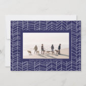 Moderne Lijst met blauw en witte kerstsnoepriet Feestdagenkaart (Voorkant)