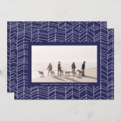 Moderne Lijst met blauw en witte kerstsnoepriet Feestdagenkaart (Voorkant / Achterkant)