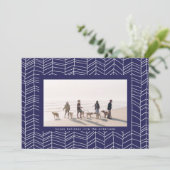 Moderne Lijst met blauw en witte kerstsnoepriet Feestdagenkaart (Staand voorkant)