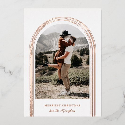 Moderne Lijst met geborstelde baard Folie Feestdagenkaart (Voorkant)