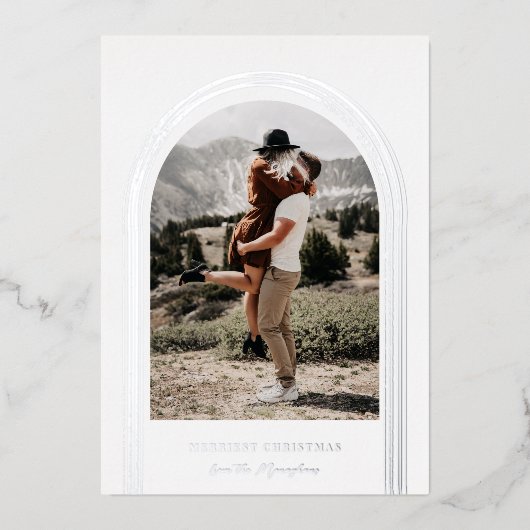 Moderne Lijst met geborstelde baard Folie Feestdagenkaart (Voorkant)