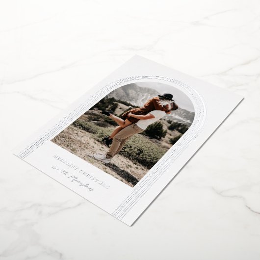 Moderne Lijst met geborstelde baard Folie Feestdagenkaart (Gedraaid)