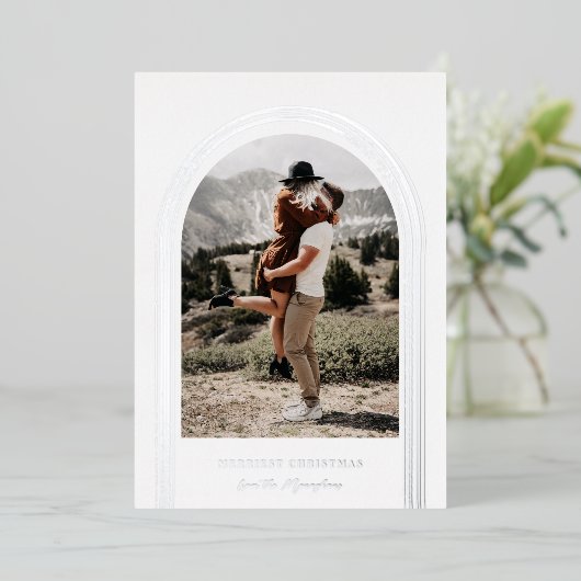 Moderne Lijst met geborstelde baard Folie Feestdagenkaart (Staand Voorkant)