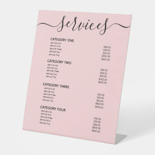 Moderne lijst met het menu Gemengde Blush Pink Ser Reclamebord Met Voetstuk