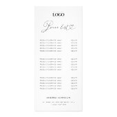 Moderne lijst met minieme prijzen voor hartscripts reclamekaart (Voorkant)