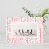 Moderne Lijst met rode en witte kerstsnoep Feestdagenkaart (Staand voorkant)