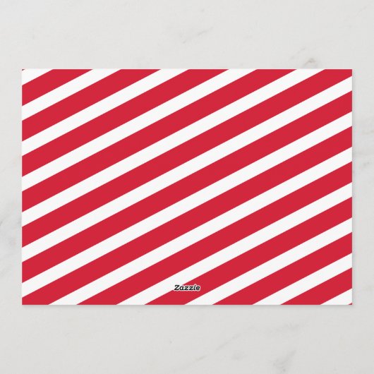 Moderne Lijst met rode en witte strepe snoepriet Feestdagenkaart (Achterkant)