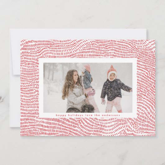 Moderne Lijst met rood en wit Kerstmis Feestdagenkaart (Voorkant)