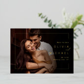 Moderne lijst minimaliserende foto met datum folie uitnodiging (Staand Voorkant)