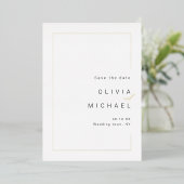 Moderne lijst minimaliserende foto met datum folie uitnodiging (Staand Voorkant)