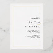 Moderne lijst minimalistisch fotohuwelijk folie uitnodiging (Voorkant)