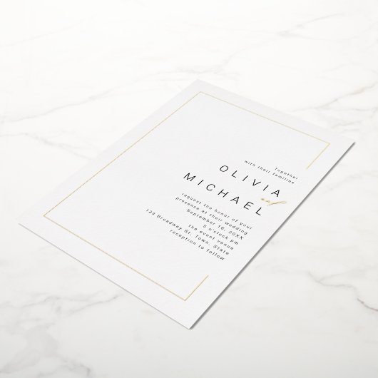 Moderne lijst minimalistisch fotohuwelijk folie uitnodiging (Gedraaid)