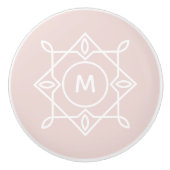 Moderne Lijst monogram feminine Pastel Blush Roze Keramische Knop (Voorkant)
