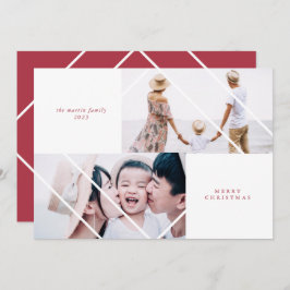 Moderne Lijst Rode Kerstfotokaart Feestdagenkaart