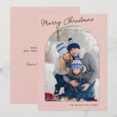 Moderne Lijst roze feestdag foto Feestdagenkaart (Voorkant / Achterkant)