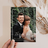 moderne lijst trouwfoto bedankt je kaart