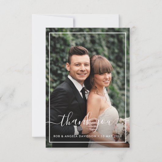 moderne lijst trouwfoto bedankt je kaart (Voorkant)