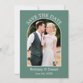 Moderne Lijst van Arch Foto Eucalyptus Green Save The Date (Voorkant)