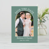 Moderne Lijst van Arch Foto Eucalyptus Green Save The Date (Staand voorkant)