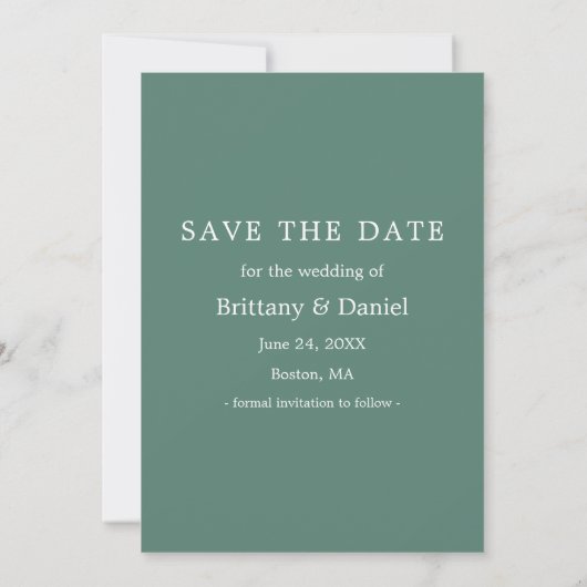 Moderne Lijst van Arch Foto Eucalyptus Green Save The Date (Achterkant)