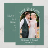 Moderne Lijst van Arch Foto Eucalyptus Green Save The Date (Voorkant / Achterkant)