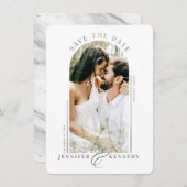 Moderne Lijst van de Kunstfoto Silver Grey Marmer  Save The Date (Voorkant / Achterkant)