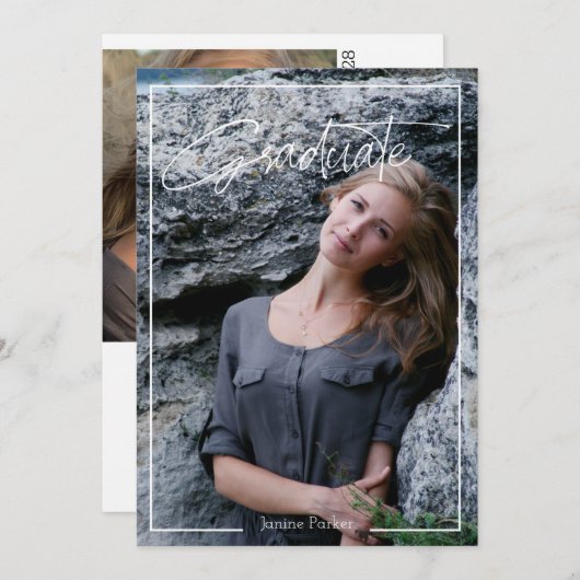 Moderne Lijst Voeg je foto-Afstuderen toe Aankondiging (Voorkant / Achterkant)