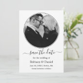 Moderne Lijst zwart-wit foto Save The Date (Staand voorkant)