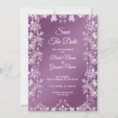 Moderne Lila bloemen sparen de datum Save The Date (Voorkant)