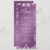 Moderne Lila bloemenbruiloft Menu (Voorkant / Achterkant)