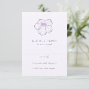 Moderne Lila Bloemrijke Elegante Trouw RSVP Kaartje