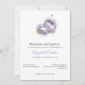 Moderne lila bruiloft uitnodigingskaart kaart (Voorkant)