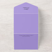 Moderne Lila bruiloft verklaring All In One Uitnodiging (Buitenkant)