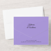 Moderne Lila bruiloft verklaring All In One Uitnodiging (Achterkant)