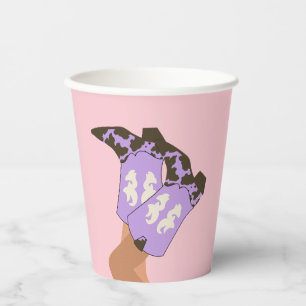 Moderne Lila Cowboy Cowgirl Westerne laarzen Papieren Bekers