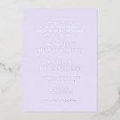 Moderne Lila elegante bruiloft Folie Uitnodiging (Voorkant)