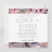 Moderne Lila Floral Photo Collage Wedding Kaart (Achterkant)