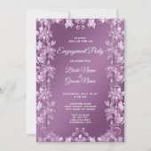 Moderne Lila Floral Verloving Invitation Kaart (Voorkant)