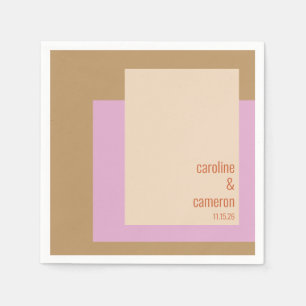 Moderne Lila gouden geometrische aangepaste bruilo Servet