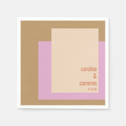 Moderne Lila gouden geometrische aangepaste bruilo Servet (Voorkant)