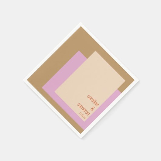 Moderne Lila gouden geometrische aangepaste bruilo Servet (Hoek)