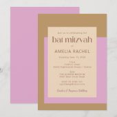 Moderne Lila goudroze meetkundige vlek Mitzvah Kaart (Voorkant / Achterkant)