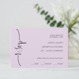 Moderne Lila kalligrafie RSVP Kaartje