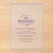 Moderne Lila lavendel Calligraphy Wedding Acryl Uitnodigingen (Voorkant)