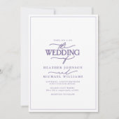Moderne Lila lavendel Calligraphy Wedding Kaart (Voorkant)