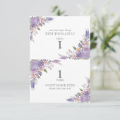 Moderne Lila Lavendel Mauve Bruiloft Plaats Kaart (Staand voorkant)