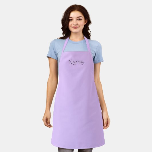 Moderne lila lavender aangepaste monogram massief schort (Gedragen)